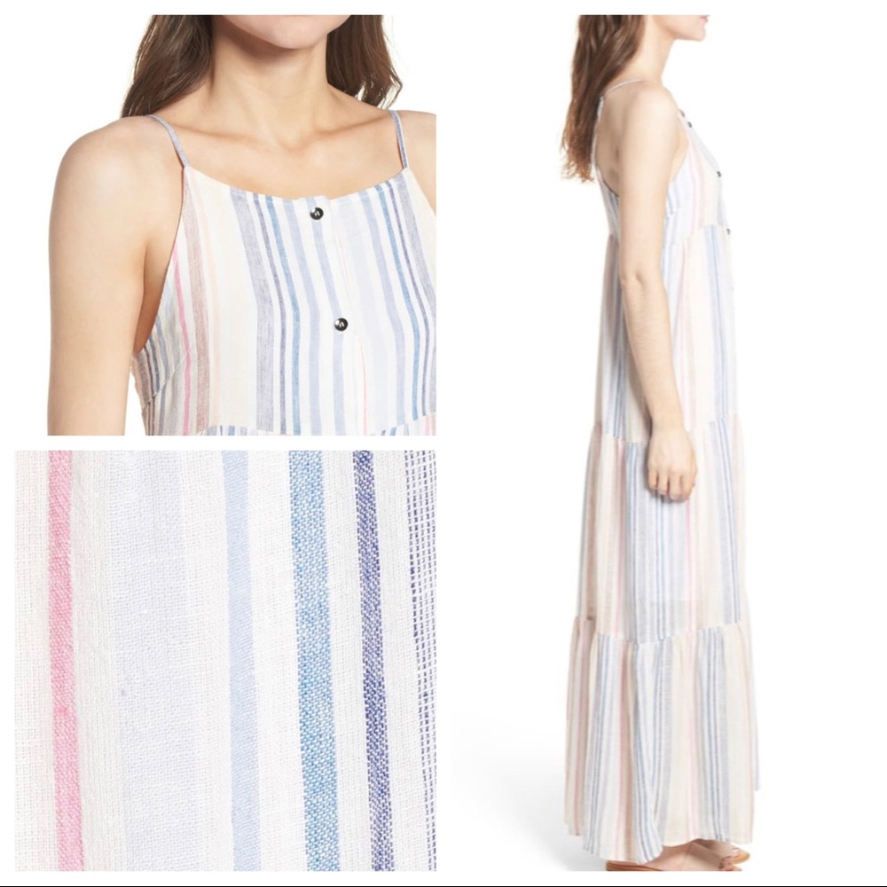 Splendid Women Tiered Striped Long Maxi Dress - Picture 2 of 9